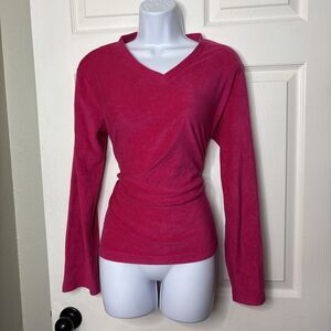 Large PJ Couture Fleece Pajama Top Women’s Hot Pink Long Sleeve Cozy Lounge